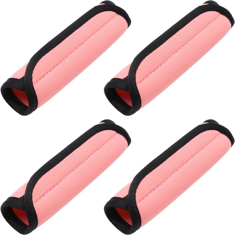 JAKOUE 4pcs Pink Luggage Handle Wraps For Suitcase - Soft Suitcase Handle Covers for Travel Accessories（ Bright Color for Suitcase Tags Identifiers ） - Image 1